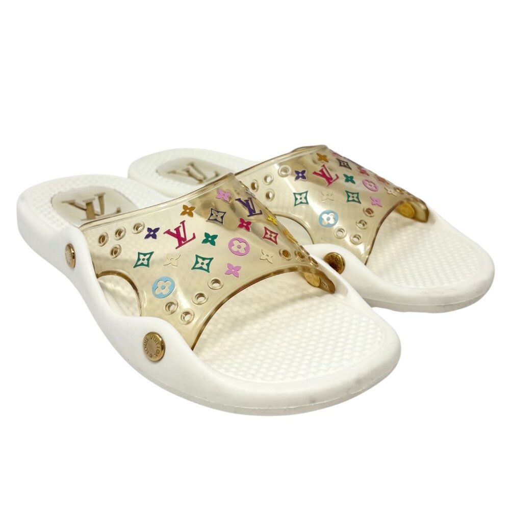 Louis Vuitton White and Gold Sandals
